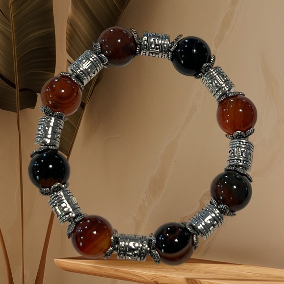 20216 Bloodstone (brown/black/orange) bracelet - Picture 1 of 6